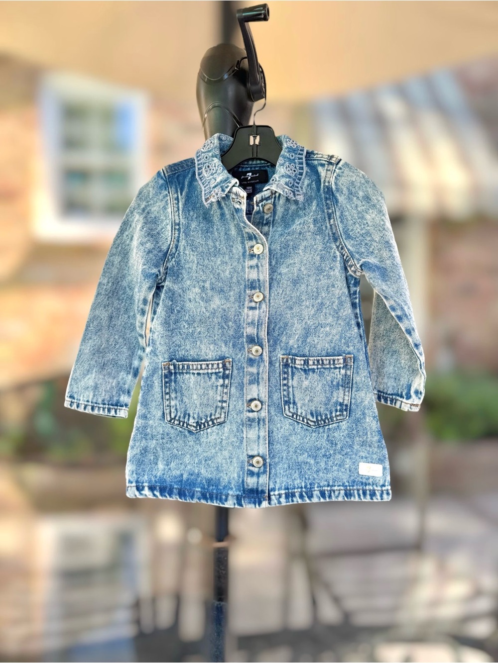 7 For All Mankind Girls Acid Wash Denim Jacket, 18M